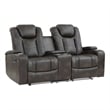 Mia 72 Inch Power Double Recliner Loveseat- Gray Faux Leather- LED- USB