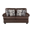 Jade 72 Inch Loveseat- Rich Brown Microfiber- 4 Pillows Soft Cushions- Wood