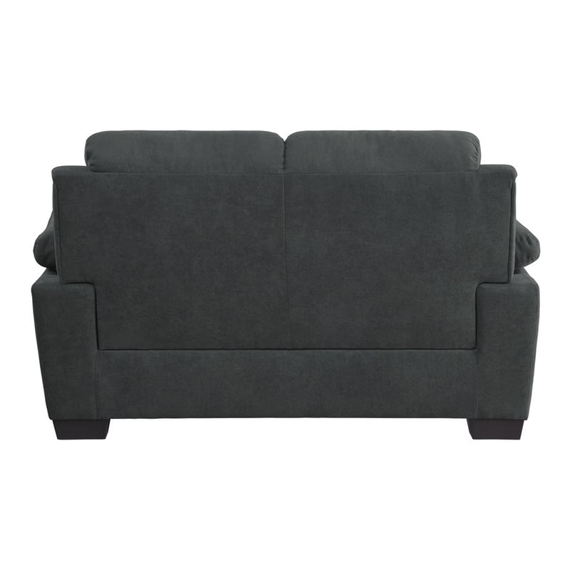 Hugh 58 Inch Loveseat- Dark Gray Polyester- Foam Cushioned- Solid Wood