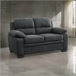 Hugh 58 Inch Loveseat- Dark Gray Polyester- Foam Cushioned- Solid Wood