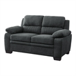 Hugh 58 Inch Loveseat- Dark Gray Polyester- Foam Cushioned- Solid Wood