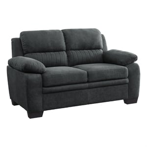 Hugh 58 Inch Loveseat- Dark Gray Polyester- Foam Cushioned- Solid Wood