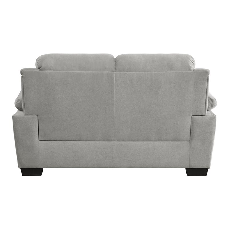 Hugh 58 Inch Loveseat- Gray Polyester- Soft Foam Cushioned- Solid Wood