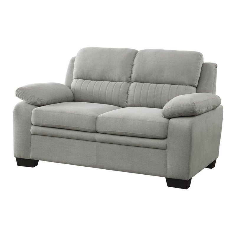 Hugh 58 Inch Loveseat- Gray Polyester- Soft Foam Cushioned- Solid Wood