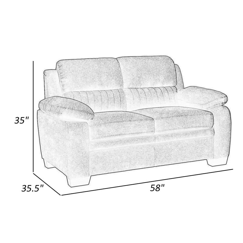 Hugh 58 Inch Loveseat- Gray Polyester- Soft Foam Cushioned- Solid Wood