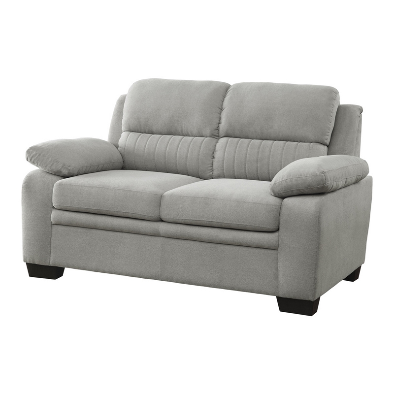 Hugh 58 Inch Loveseat- Gray Polyester- Soft Foam Cushioned- Solid Wood
