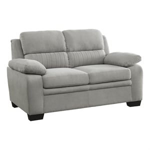 Hugh 58 Inch Loveseat- Gray Polyester- Soft Foam Cushioned- Solid Wood