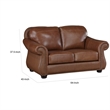 Boro 64 Inch Loveseat- Rich Brown Top Grain and Faux Leather- Solid Wood