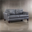 Lisa 71 Inch Loveseat- Gray Top Grain and Split Leather Brown Solid Wood