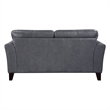Lisa 71 Inch Loveseat- Gray Top Grain and Split Leather Brown Solid Wood