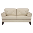 Lisa 71 Inch Loveseat- Cream Top Grain and Split Leather Brown Solid Wood
