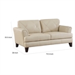 Lisa 71 Inch Loveseat- Cream Top Grain and Split Leather Brown Solid Wood