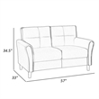 Sarah 57 Inch Loveseat- Brown Velvet- Tufted- Reversible Cushions- Wood