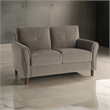 Sarah 57 Inch Loveseat- Brown Velvet- Tufted- Reversible Cushions- Wood