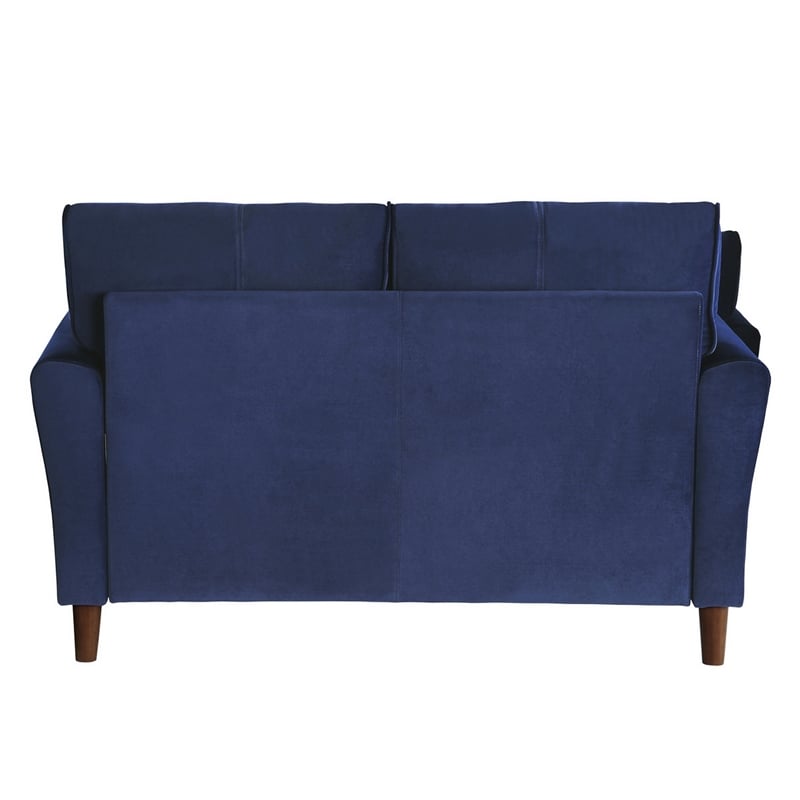 Sarah 57 Inch Loveseat- Blue Velvet- Stitch Tufting- Reversible Cushions