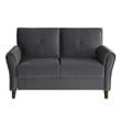 Sarah 57 Inch Loveseat- Gray Velvet- Stitch Tufting- Reversible Cushions