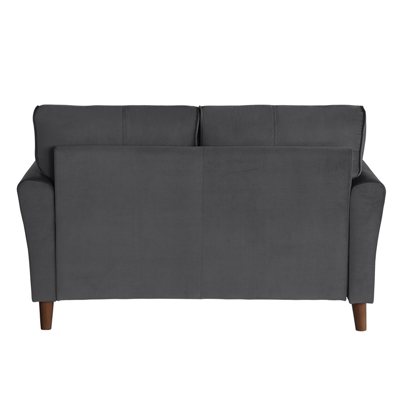 Sarah 57 Inch Loveseat- Gray Velvet- Stitch Tufting- Reversible Cushions