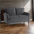 Sarah 57 Inch Loveseat- Gray Velvet- Stitch Tufting- Reversible Cushions