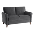 Sarah 57 Inch Loveseat- Gray Velvet- Stitch Tufting- Reversible Cushions