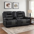 Liam 77 Inch Manual Recliner Loveseat- Cupholder Console- Gray Faux Leather