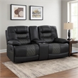 Liam 77 Inch Manual Recliner Loveseat- Cupholder Console- Gray Faux Leather