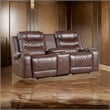 Paul 78 Inch Power Recliner Loveseat- Cupholder Console- Brown Faux Leather
