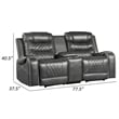 Paul 78 Inch Power Recliner Loveseat- Cupholder Console- Gray Faux Leather
