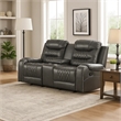 Paul 78 Inch Manual Recliner Loveseat- Cupholder Console Gray Faux Leather