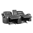 Paul 78 Inch Manual Recliner Loveseat- Cupholder Console Gray Faux Leather