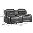 Paul 78 Inch Manual Recliner Loveseat- Cupholder Console Gray Faux Leather