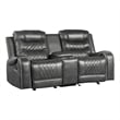 Paul 78 Inch Manual Recliner Loveseat- Cupholder Console Gray Faux Leather