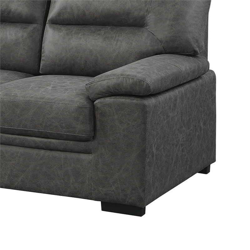 Gian 62 Inch Loveseat- Plush Dark Gray Microfiber- Pillow Top Armrests