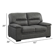 Gian 62 Inch Loveseat- Plush Dark Gray Microfiber- Pillow Top Armrests