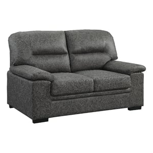 Gian 62 Inch Loveseat- Plush Dark Gray Microfiber- Pillow Top Armrests