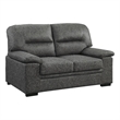 Gian 62 Inch Loveseat- Plush Dark Gray Microfiber- Pillow Top Armrests