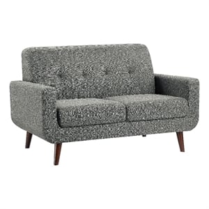 Rim 56 Inch Loveseat- Gray Polyester- Tufted Back- Brown Solid Wood