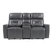 Well 73 Inch Power Double Recliner Loveseat- Dark Gray Faux Leather- Wood