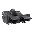 Well 73 Inch Power Double Recliner Loveseat- Dark Gray Faux Leather- Wood
