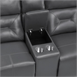 Well 73 Inch Power Double Recliner Loveseat- Dark Gray Faux Leather- Wood