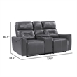 Well 73 Inch Power Double Recliner Loveseat- Dark Gray Faux Leather- Wood