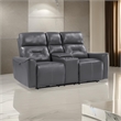 Well 73 Inch Power Double Recliner Loveseat- Dark Gray Faux Leather- Wood