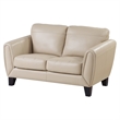 Sofy 61 Inch Loveseat- Beige Top Grain and Faux Leather- Solid Wood Feet