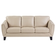 Sofy 83 Inch Sofa- Beige Top Grain and Faux Leather- Solid Wood Feet