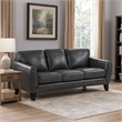 Sofy 83 Inch Sofa- Dark Gray Top Grain and Faux Leather- Solid Wood Feet