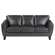 Sofy 83 Inch Sofa- Dark Gray Top Grain and Faux Leather- Solid Wood Feet