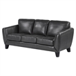Sofy 83 Inch Sofa- Dark Gray Top Grain and Faux Leather- Solid Wood Feet