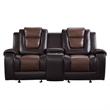 Istro 76 Inch Dual Manual Recliner Loveseat- Console- Brown Faux Leather