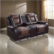 Istro 76 Inch Dual Manual Recliner Loveseat- Console- Brown Faux Leather