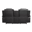 Istro 76 Inch Manual Recliner Loveseat- Cupholder Console Gray Faux Leather