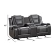 Istro 76 Inch Manual Recliner Loveseat- Cupholder Console Gray Faux Leather